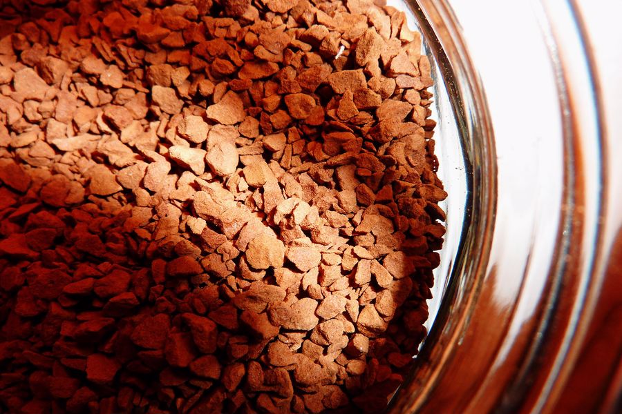 Instant coffee in a glass jar