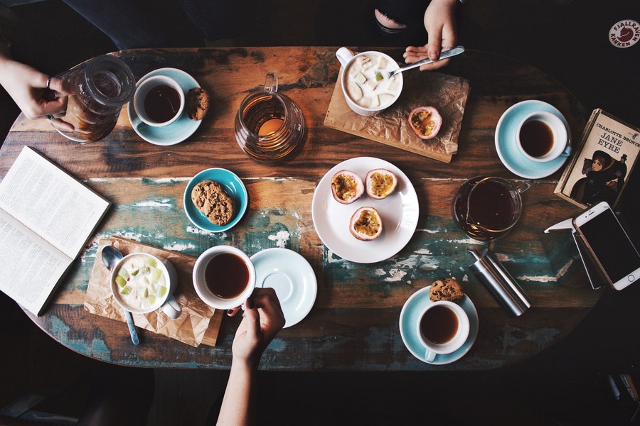 Coffee with different flavors with friends