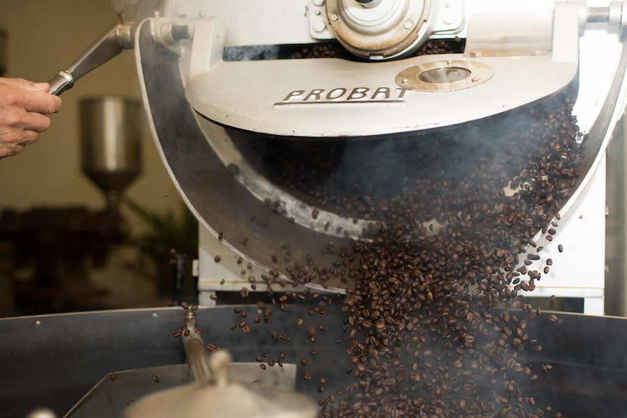 An image of coffee beans being roast