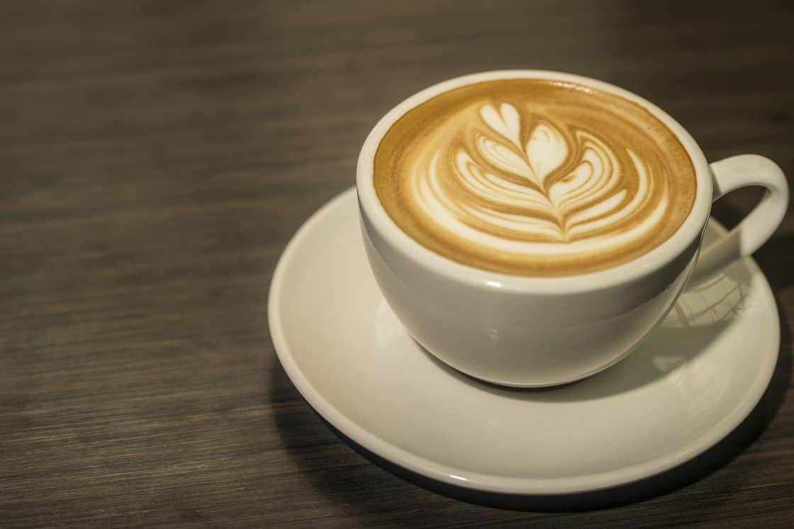 Espresso on a white cup and saucer