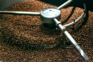 Coffee beans being roasted