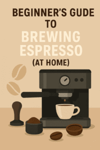 Brewing espresso at home with coffee beans, espresso machine, and accessories to start your beginner's guide to coffee brewing. Perfect for coffee enthusiasts learning how to make espresso.