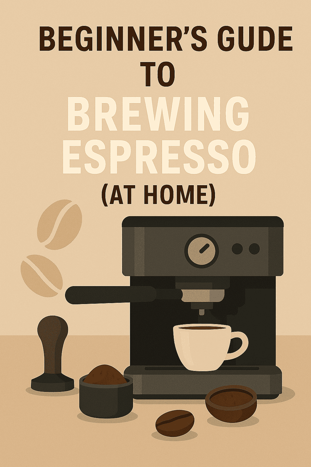 Brewing espresso at home with coffee beans, espresso machine, and accessories to start your beginner's guide to coffee brewing. Perfect for coffee enthusiasts learning how to make espresso.