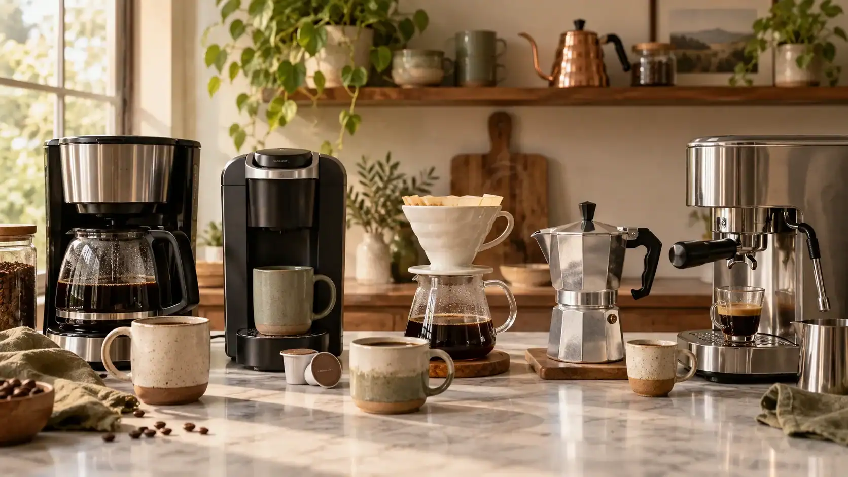 Fueled By Coffee – Coffee Advice, Tips, and Resources 1 Coffee makers arranged for a practical buying guide